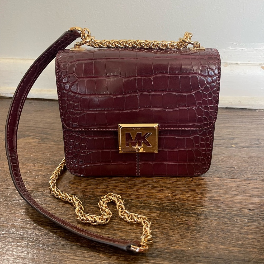 Michael Kors burgundy croc bag